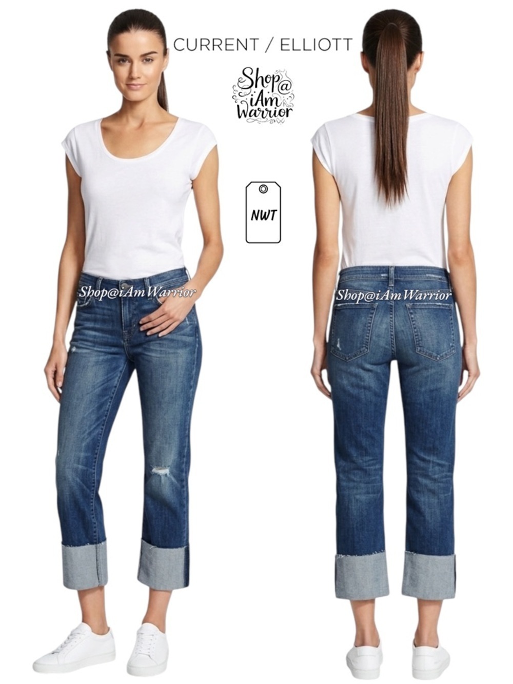 Current/Elliott NWT cuffed/cropped high rise jeans *shop@iamwarrior